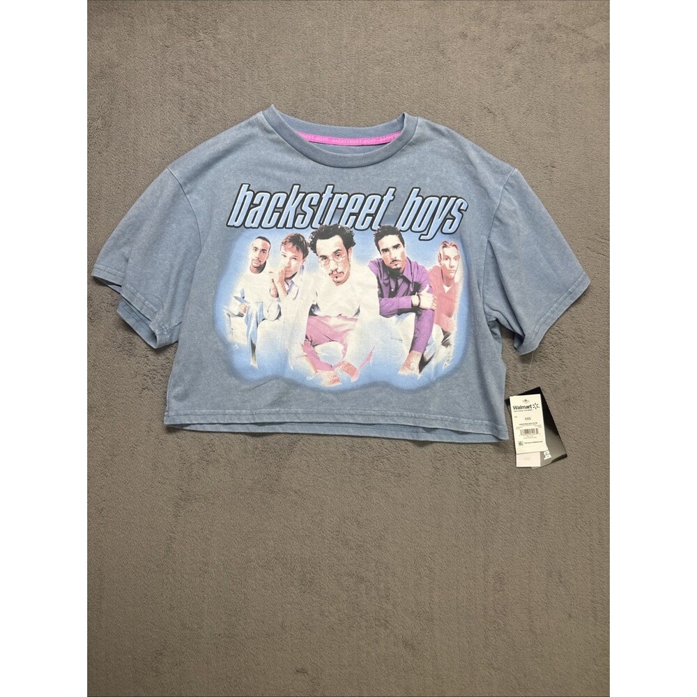 NWT Backstreet Boys Light Blue Crop Top Oversize For Women Size XXS